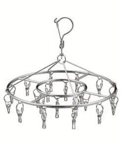 20 Clips Home Stainless Steel Round Laundry Hanging Drying Rack - Set of 2