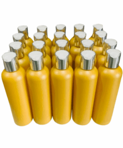 20 x 250ml Gold HDPE Round Shoulder Bottle with Silver + White Caps