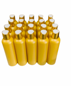 20 x 250ml Gold HDPE Round Shoulder Bottles with Gold + White Caps