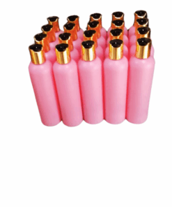 20 x 250ml Pink HDPE Bottles with Gold + Black Press Caps