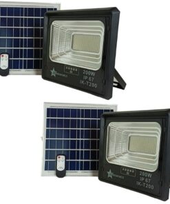 200W Solar LED Floodlights - Charge Indicator - 2 Pack