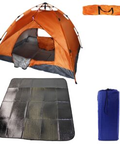 200x130cm Waterproof 2 Man Instant Tent & 200x150cm Foil & Foam Camping Mat