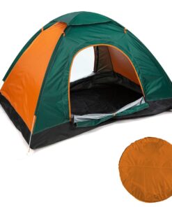 200x150cm 2 Person 2 Door Dome Pop Up Tent with Sunroof & Inner Lining - Green, Orange