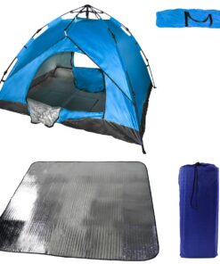 200x200cm Waterproof 3 Man Instant Tent & 190X190cm Foil & Foam Camping Mat