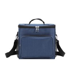 20L Insulated Cooler Bag with Front & Side Pocket & Shoulder Strap - Navy Blue