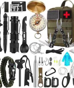 21 in 1 Survival Gear Tactical First Aid Camping Equipment Supplies Kits - Green