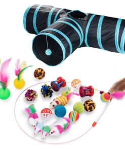 21 Piece Interactive Cat Play Set With T-shaped Tunnel