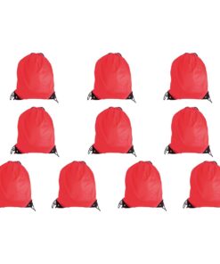 210D Poly String Bag - 10-Pack - Red