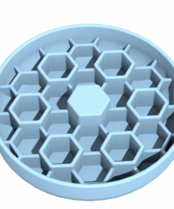 21cm Silicone Honeycomb Slow Feeder Bowl plus Pet Licence Disk Sticker - Baby Blue