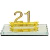 21st Happy Birthday Key On Mirror Base Gold Bevelled Edge