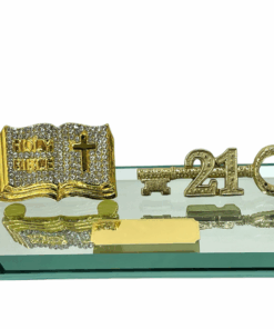 21st Key Gold Holy Bible Diamante Style on Mirror Base21st Key Gold Holy Bible Diamante Style on Mirror Base