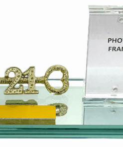 21st Key Gold on Mirror Glass Base Engraving Plate + Magnetic Photo Frame