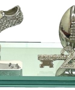 21st Key on Mirror base with Metal Boot and Rugby Ball