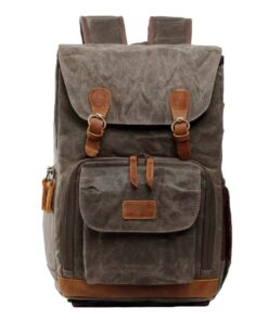 24L Hard Canvas Vintage Styled Waterproof Travel Camera Backpack - Camoflage