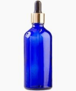 25 x 100ml Blue Serum Glass Bottles with Gold + Black Dropper