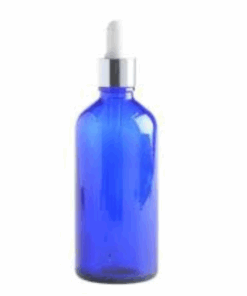 25 x 100ml Blue Serum Glass Bottles With Silver + White Dropper