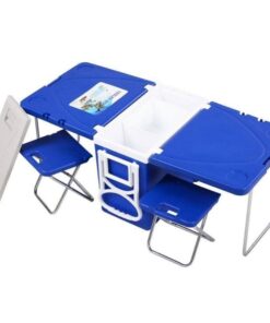 28L Cooler Box & Folding Table Chair Set Blue