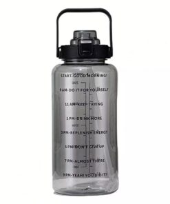 2L Water Bottle with Motivational Time Marker - Black