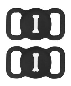 2pcs Silicone Airtag Holder for Pet Collar - Black