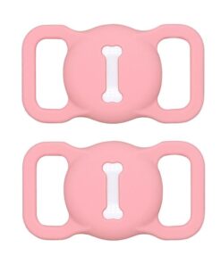 2pcs Silicone Airtag Holder for Pet Collar - Pink