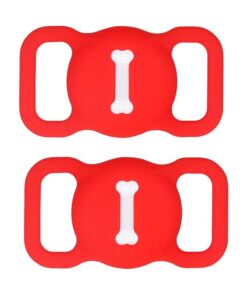 2pcs Silicone Airtag Holder for Pet Collar - Red