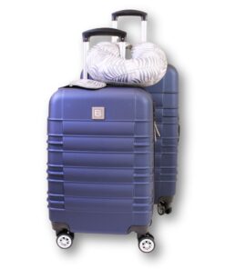 2Piece Luggage Set, Carry On & Check in Suitcases with TSA Lock & Neck PIllow - Blue, White - 55 cm