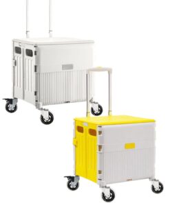 2Piece Waterproof 15kg Outdoor Fishing Camping Beach Storage Box on Wheels - White & Yellow