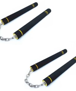 2x Nunchaku Dual Section Stick Nunchuks - Black Foam x2