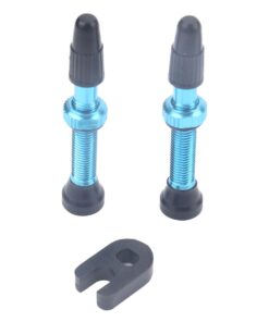2x T4U Tubeless Valves with Valve Core Tool (40mm) - Blue