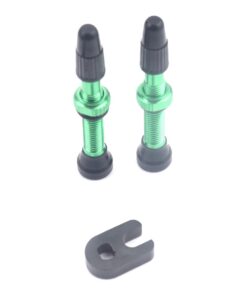 2x T4U Tubeless Valves with Valve Core Tool (40mm) - Green