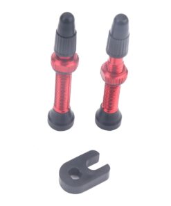 2x T4U Tubeless Valves with Valve Core Tool (40mm) - Red