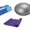 3 in 1 Anti-Burst 55cm Gym Ball Adjustable Speed Skipping & Yoga Mat