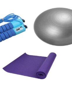 3 in 1 Anti-Burst 55cm Gym Ball Adjustable Speed Skipping & Yoga Mat