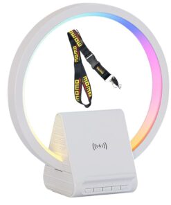 3 In 1 Circolo RGB LED Lamp With Wireless Charger Radio & Speaker & Lanyard