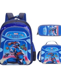 3 in 1 School Bag, Pencil Case, Lunch Bag - Backpack Set - Captain America