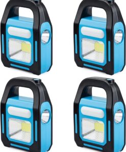 3 in 1 Solar USB Rechargeable Brightest COB LED Camping Lantern-Blue 4Pack