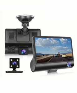 3 Lens Dash Cam with Suction Cup Mount - HD Night Vision. 32GB