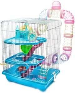 3-Level Hamster Cage with Accessories - Blue