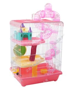 3-Level Hamster Cage with Accessories - Pink