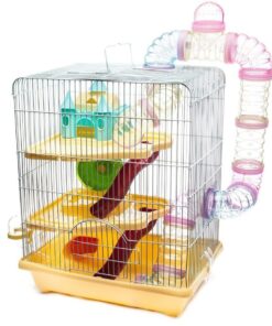 3-Level Hamster Cage with Accessories - Yellow