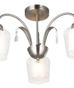 3 Light Satin Chrome Chandelier with Clear and Frosted Glasses
