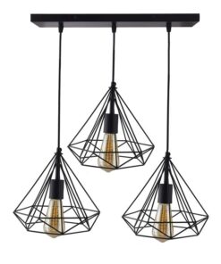 3-Lights Black Diamond Hanging Pendant Light