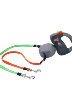 3 Meter Retractable Dual Double Pet Leash - Grey