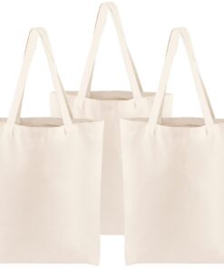 3 Pack Canvas Tote Bags Reusable Grocery Shopping Cloth Bags(34x42 CM)