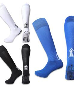 3-Pack Men's Soccer Calf High Socks Anti-Slip Grip Pads Sports Training Athletic