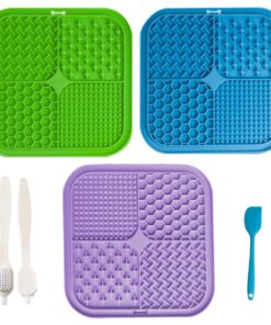 3 Pack Silicone Pet Slow Feeder Lick Mat With Suction Cups Set