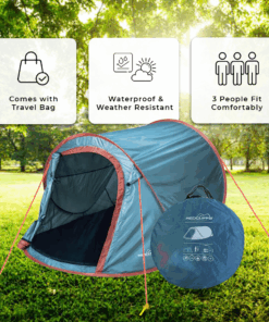 3 Person Camping Tent, Carry Tent & Pop Up Tent - 105cm Height