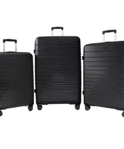 3 Piece 4 Wheel Trolley Luggage Set - Black