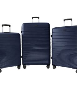 3 Piece 4 Wheel Trolley Luggage Set - Blue