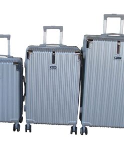 3-Piece ABS Hard Shell Luggage Set-Spinner Wheels, Silver-Small, Medium & Large